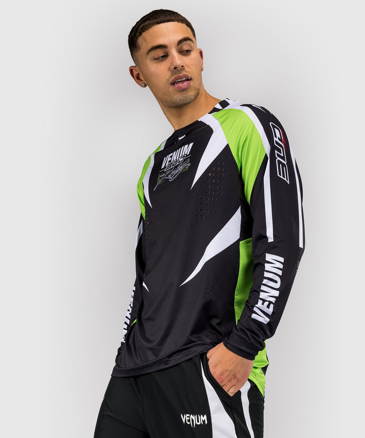 Venum x Bud Racing Camiseta Dry-Tech para Hombre - Negra/Blanca/Verde lima