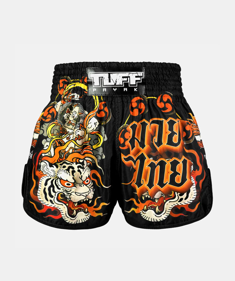 Tuff Payak Raijin The Thunder God Pantalones de Muay Thai - Negro