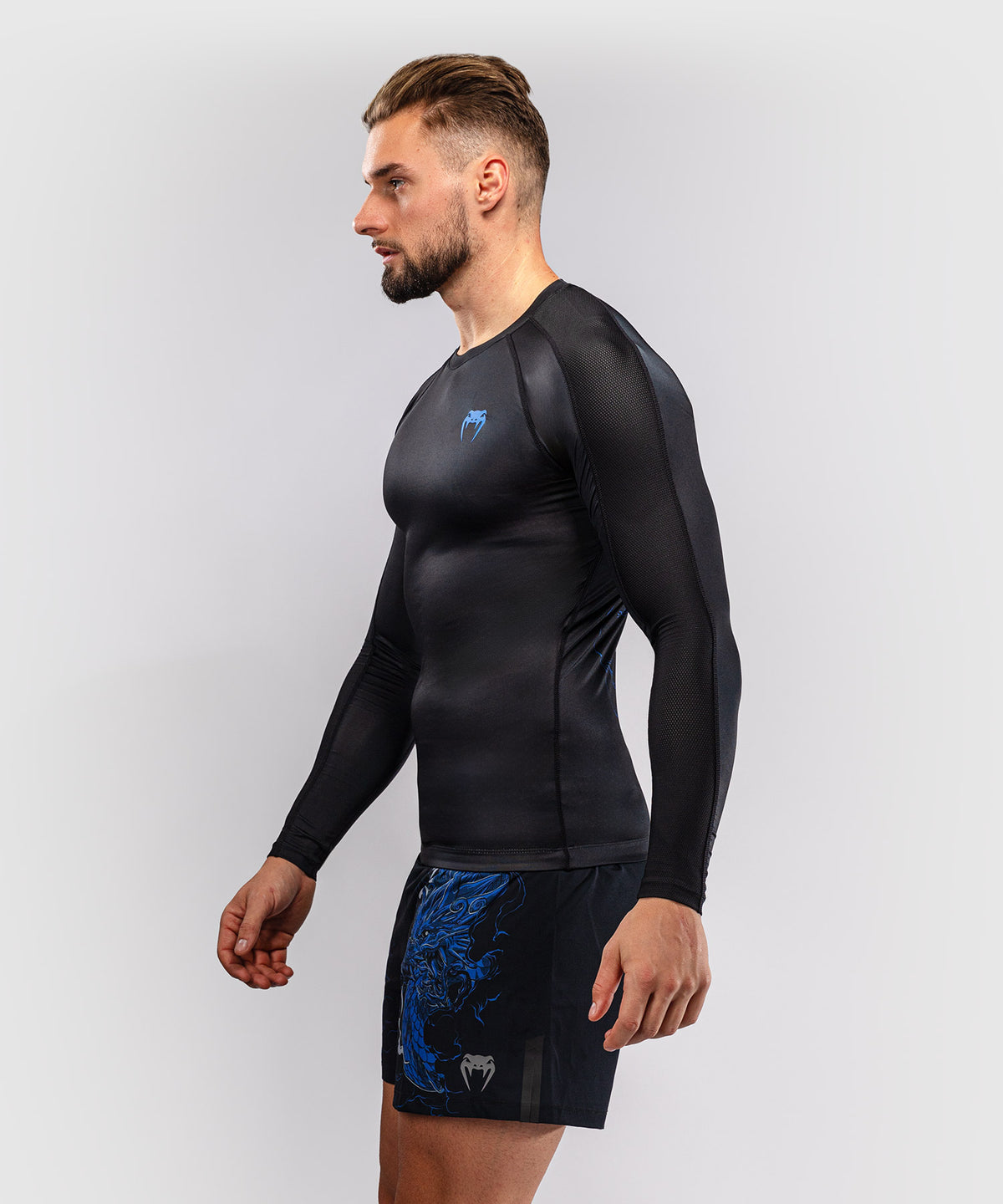 Venum Thunder Dragon Long Sleeve Rashguard - Black/Royal Blue