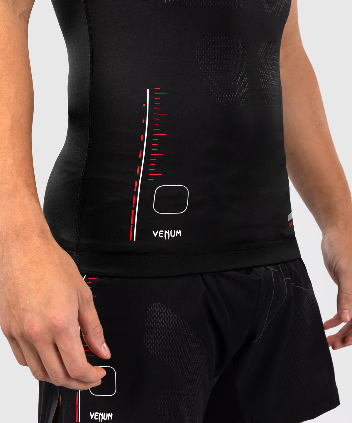 Rashguard Manches Courtes Venum Tactical XT- Noir/Rouge Feu
