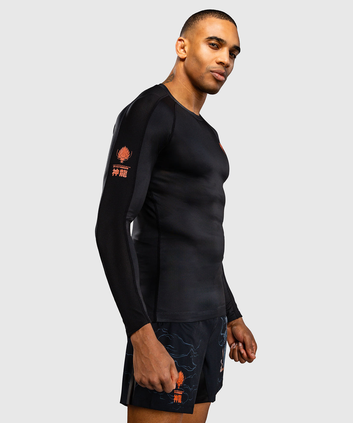 Venum Thunder Dragon Long Sleeve Rashguard - Black/Grey/Copper