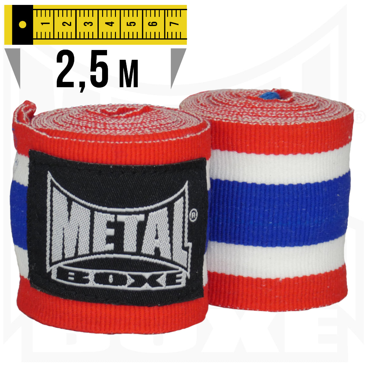 Metal Boxe Fasce da Boxe 2,5m - Blu/Bianco/Rosso