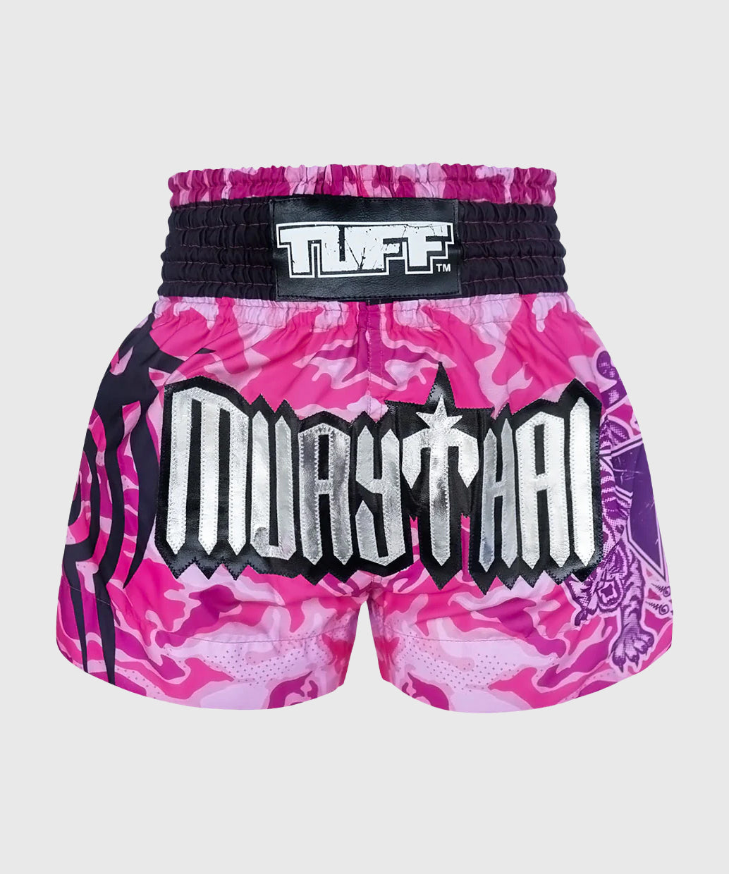 Tuff Pink Military Camouflage Pantaloncini da Muay Thai - Rosa/Nero