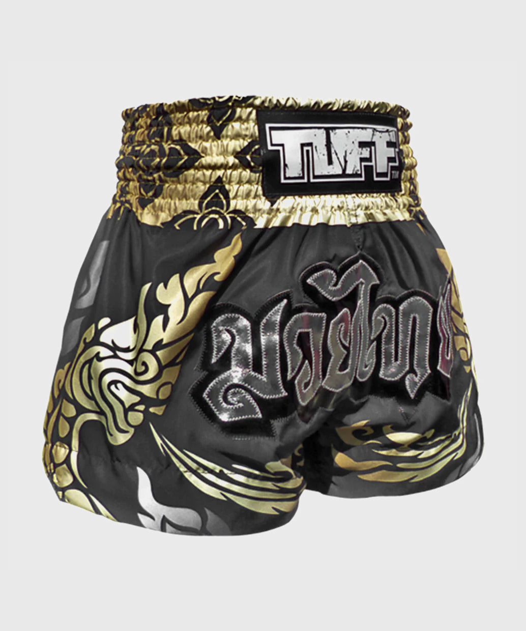 Tuff The King Of Naga Black Muay Thai Shorts - Schwarz/Gold