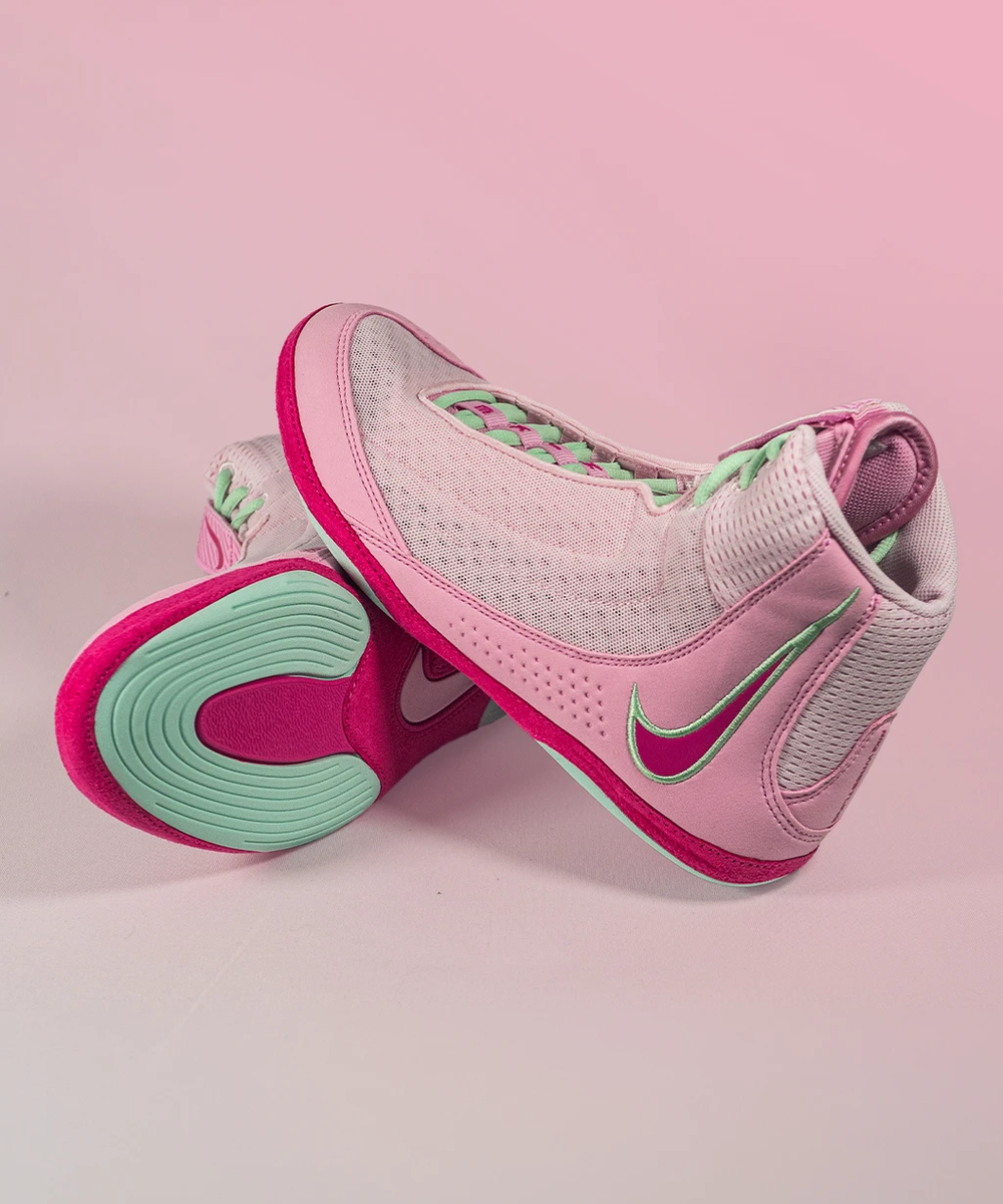Nike Inflict 4 Wrestling Shoes - Pink/Fuchsia/Green