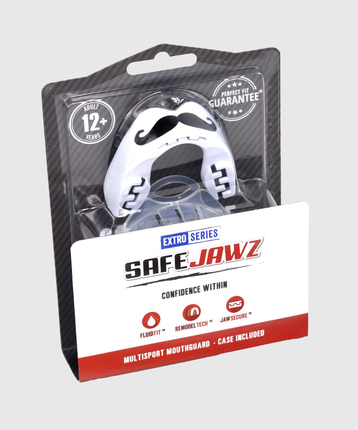 Safejawz Moustache Mouthguard – Adult – White/Black