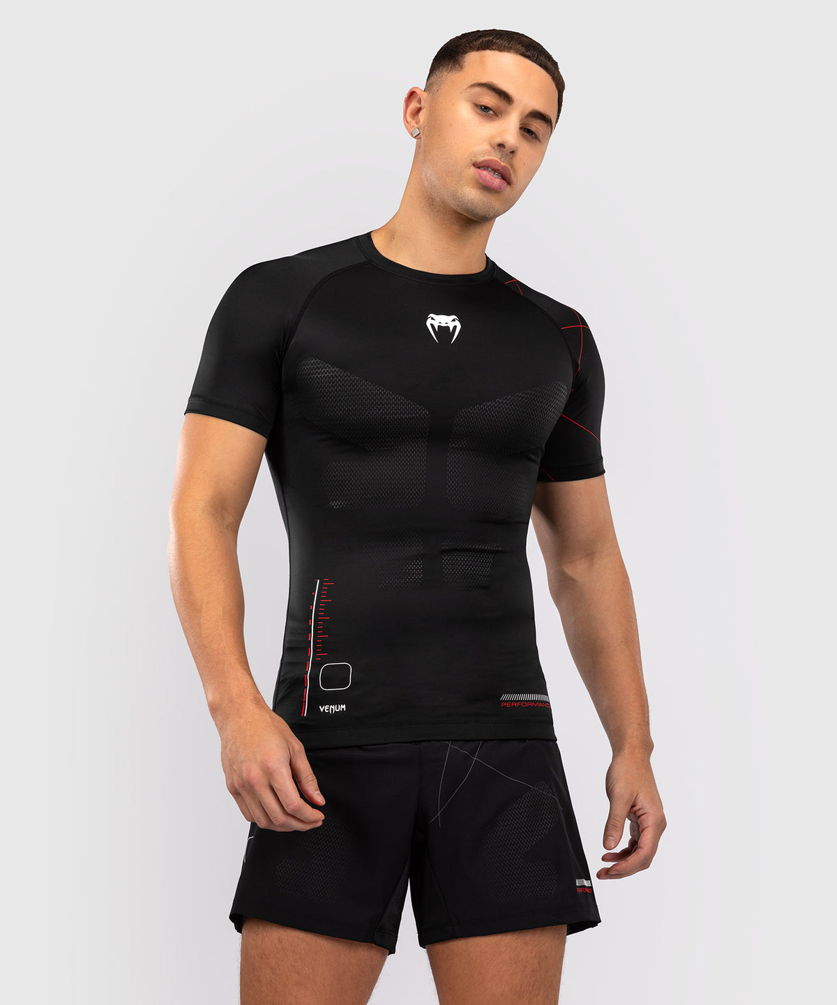 Rashguard Manches Courtes Venum Tactical XT- Noir/Rouge Feu