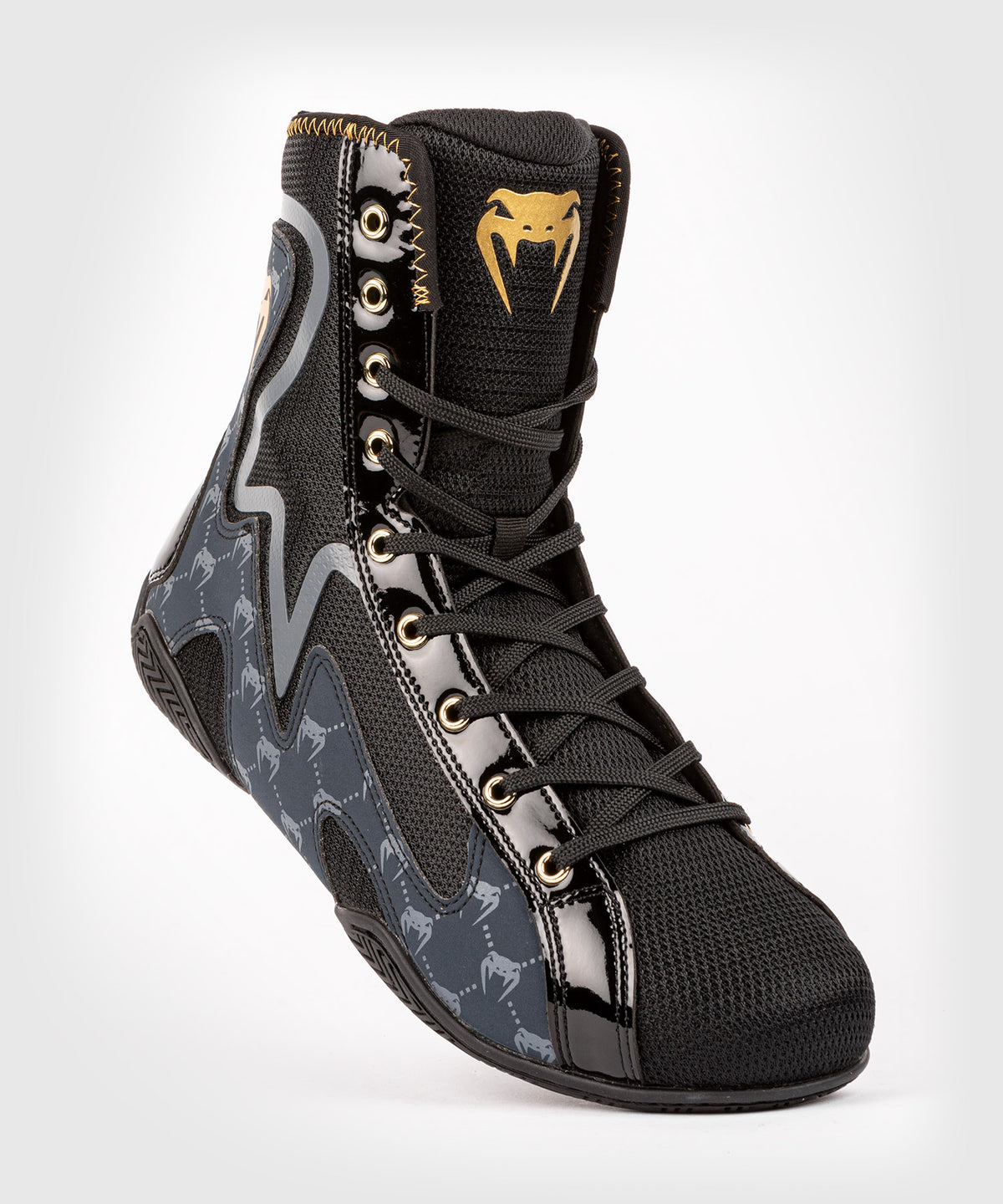 Venum Elite Evo Monogram Boxing Shoes - Black/Navy Blue