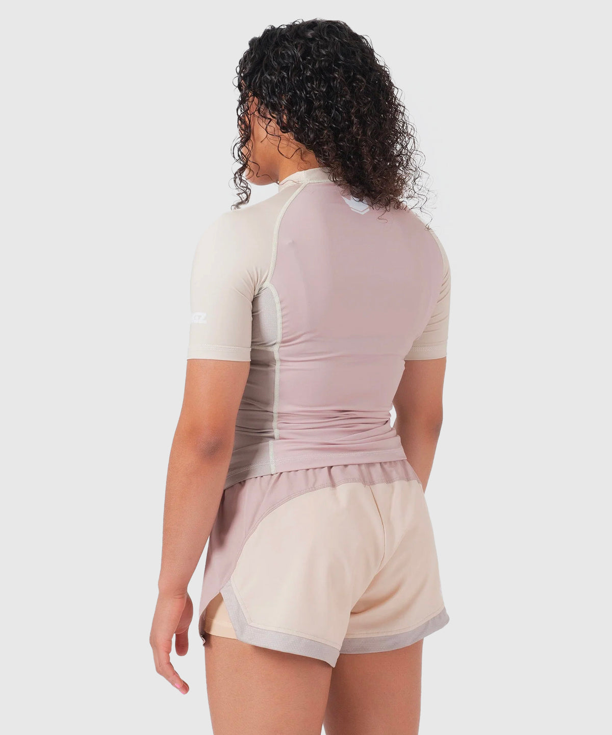 Kingz Terra Damen Kurzarm-Rashguard - Rosa/Beige