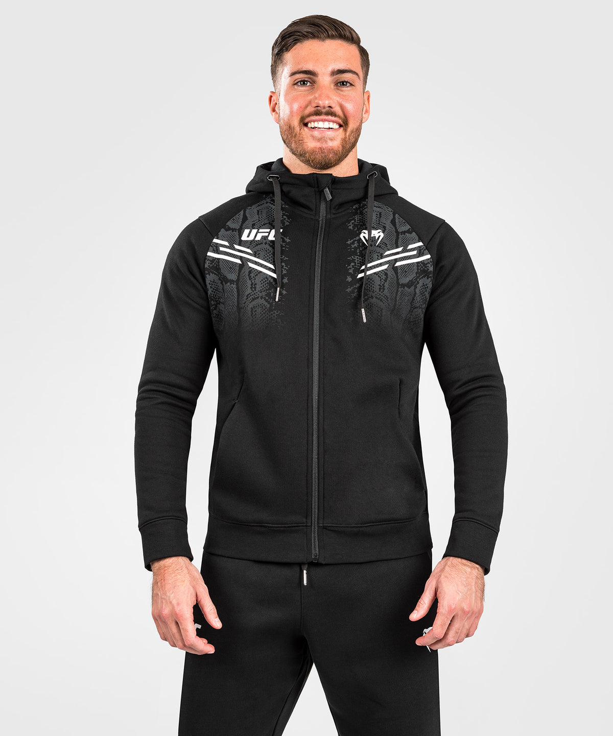 UFC Adrenaline by Venum Replica Felpa con Cappuccio con Zip da Uomo - Nero