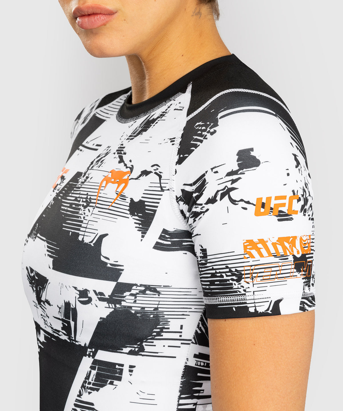 Women’s UFC Zenith by Venum White Authentic Fight Week Performance Short Sleeve Rashguard