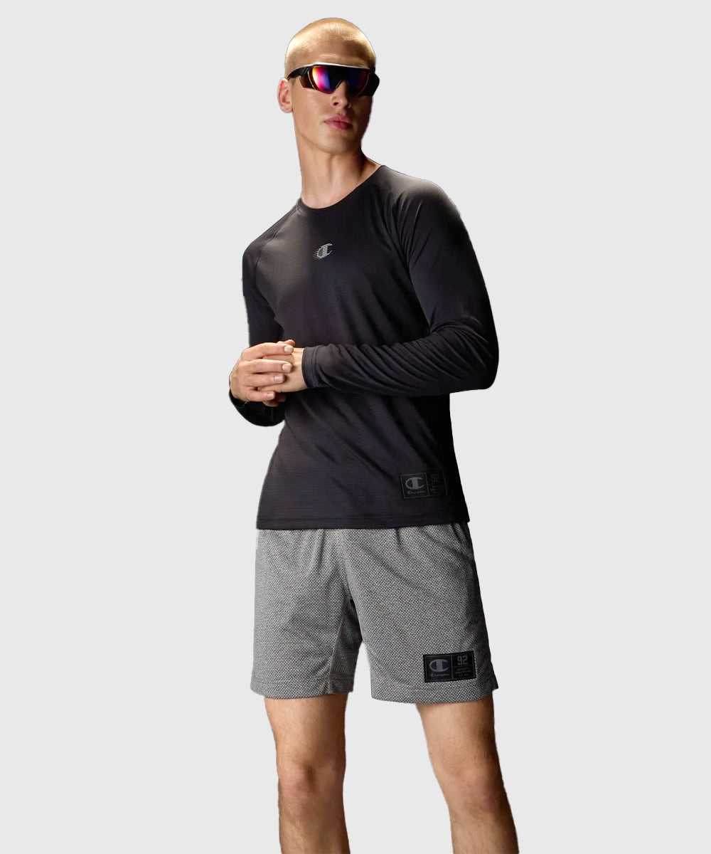 Champion Mesh T-Shirt Sportivo Maniche Lunghe – Nero