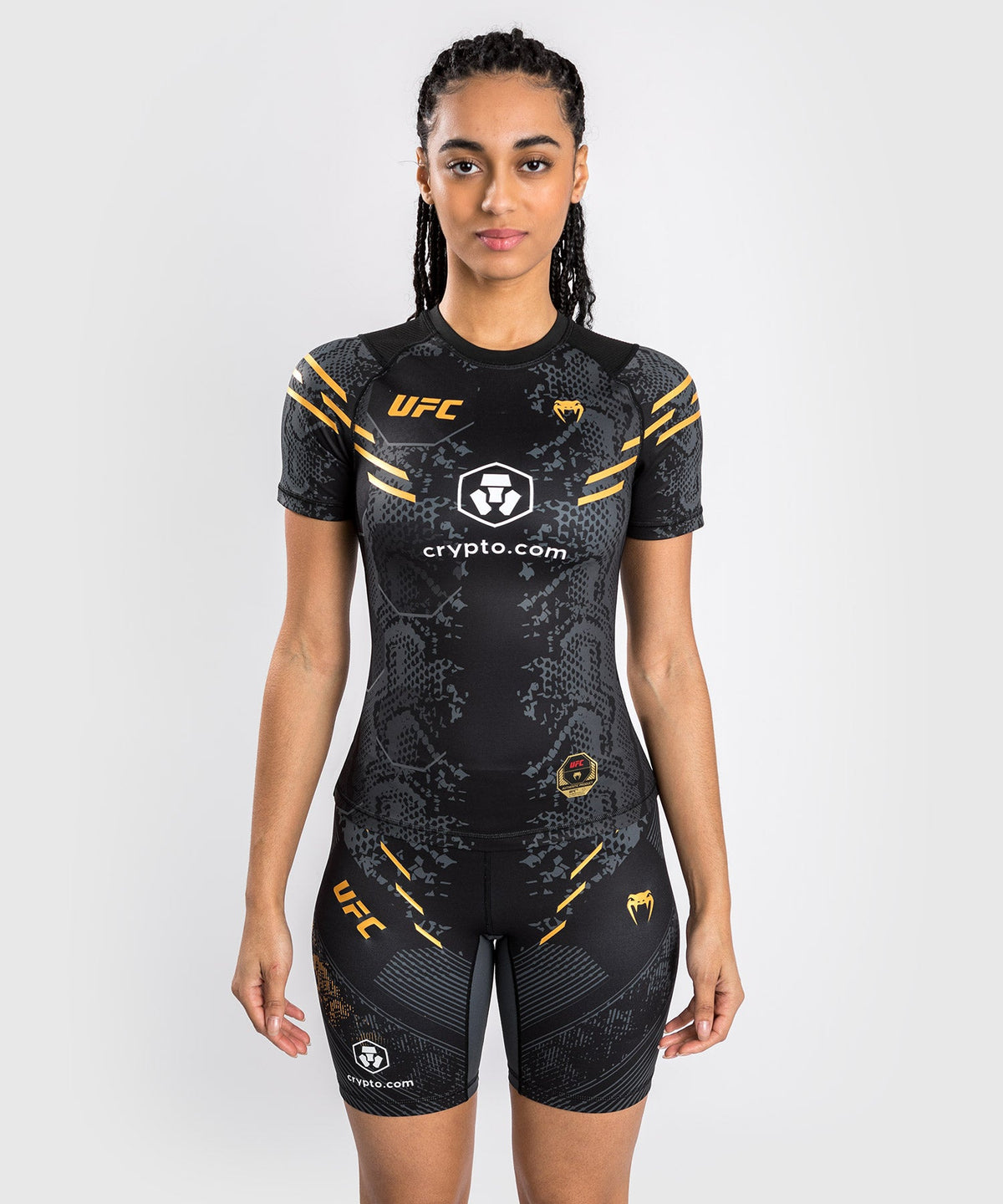 Women's UFC Adrenaline by Venum Authentic Fight Night Short Sleeve Rashguard - Champion