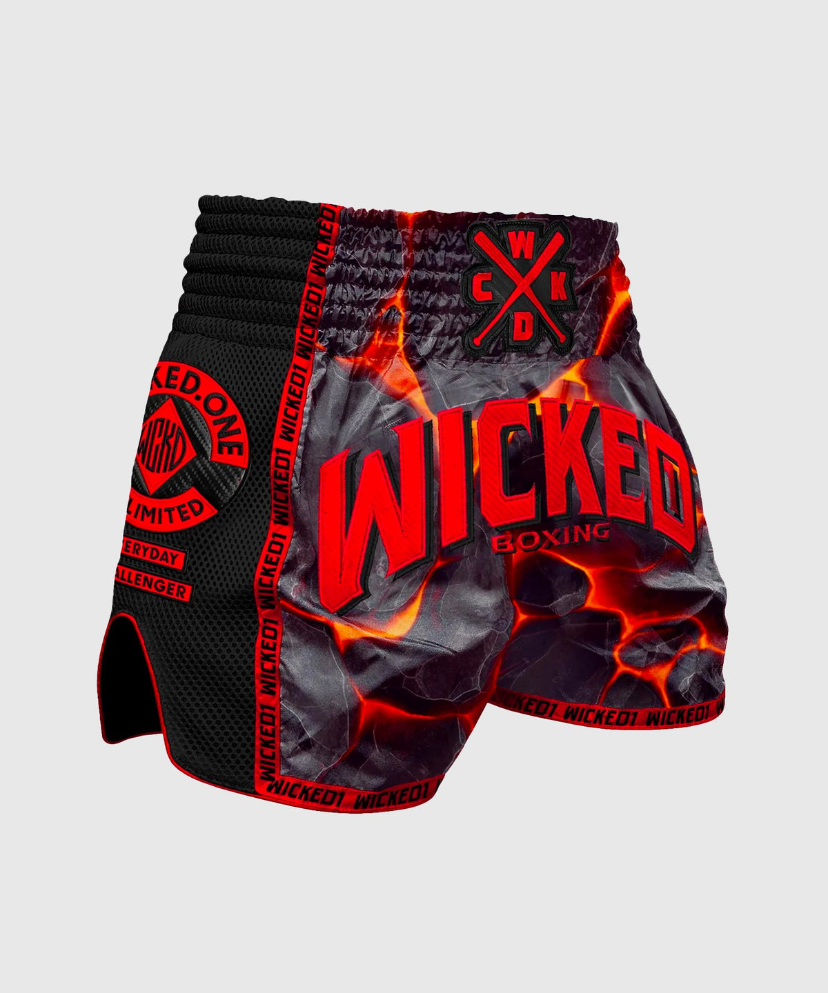 Wicked One Magma Pantalones de Muay Thai - Negro/Rojo