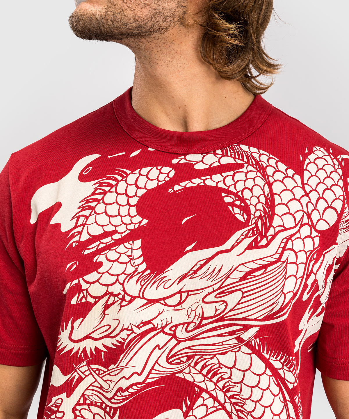 Venum Dragon’s Flight Herren T-Shirt - Kirschrot/Cremeweiß
