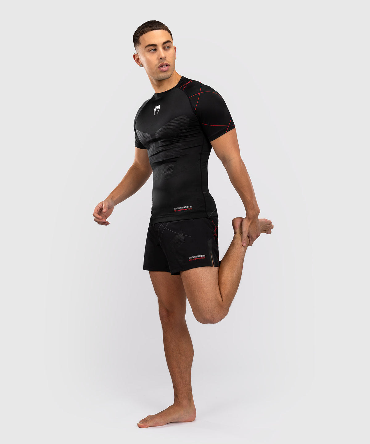 Rashguard Manches Courtes Venum Tactical XT- Noir/Rouge Feu