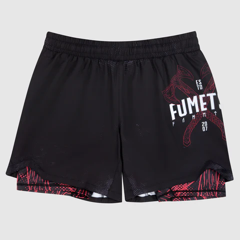 Fumetsu Dual Layer Berserker Fightshorts - Negro/Rojo