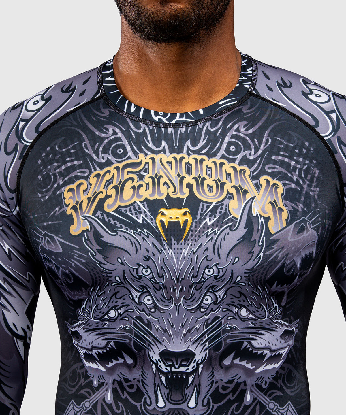 Venum Wolf Atak Rashguard a Maniche Lunghe – Nero/Grigio