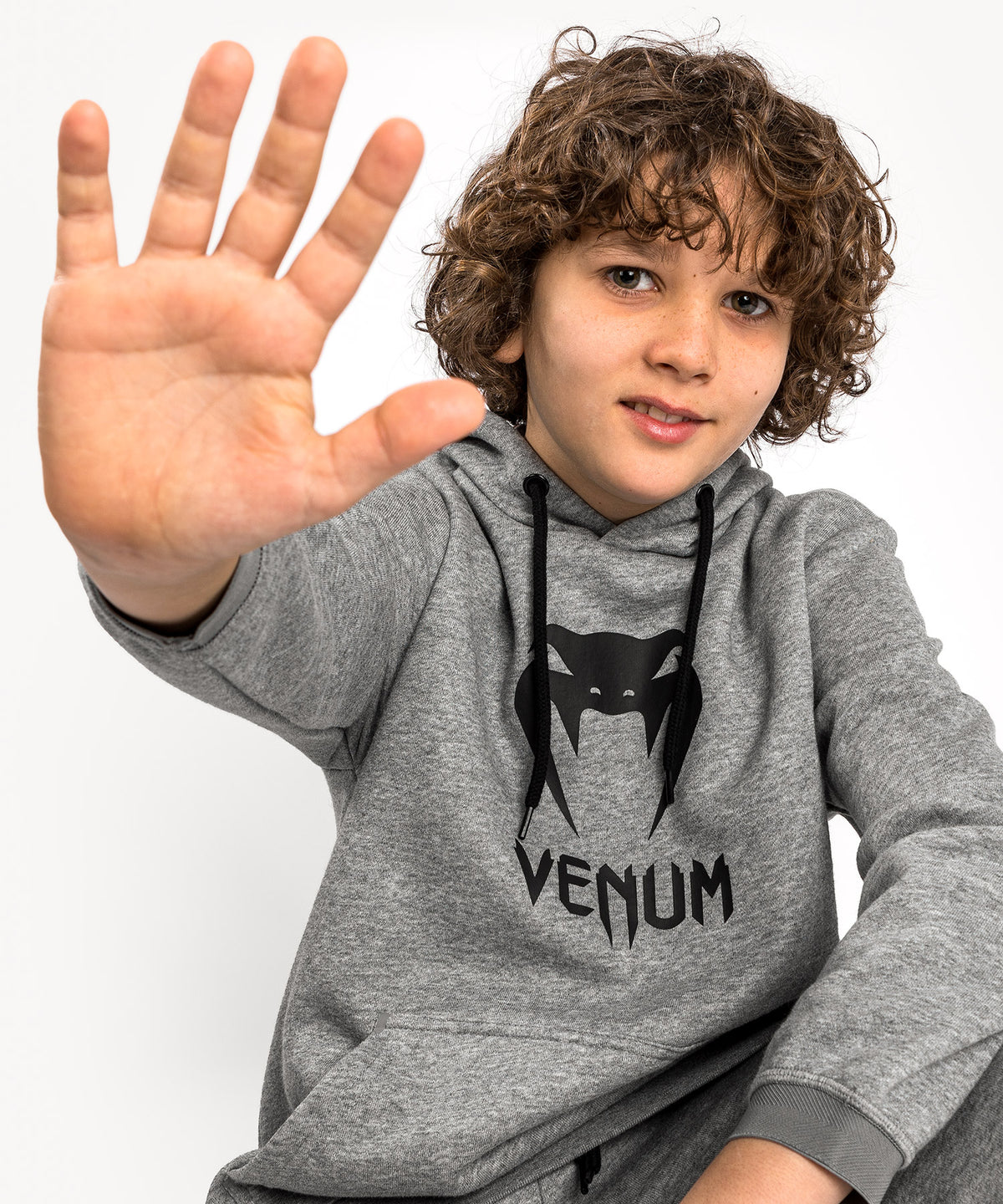 Felpa con cappuccio Venum Classic Logo - Per bambini - Grigio Mélange Chiaro