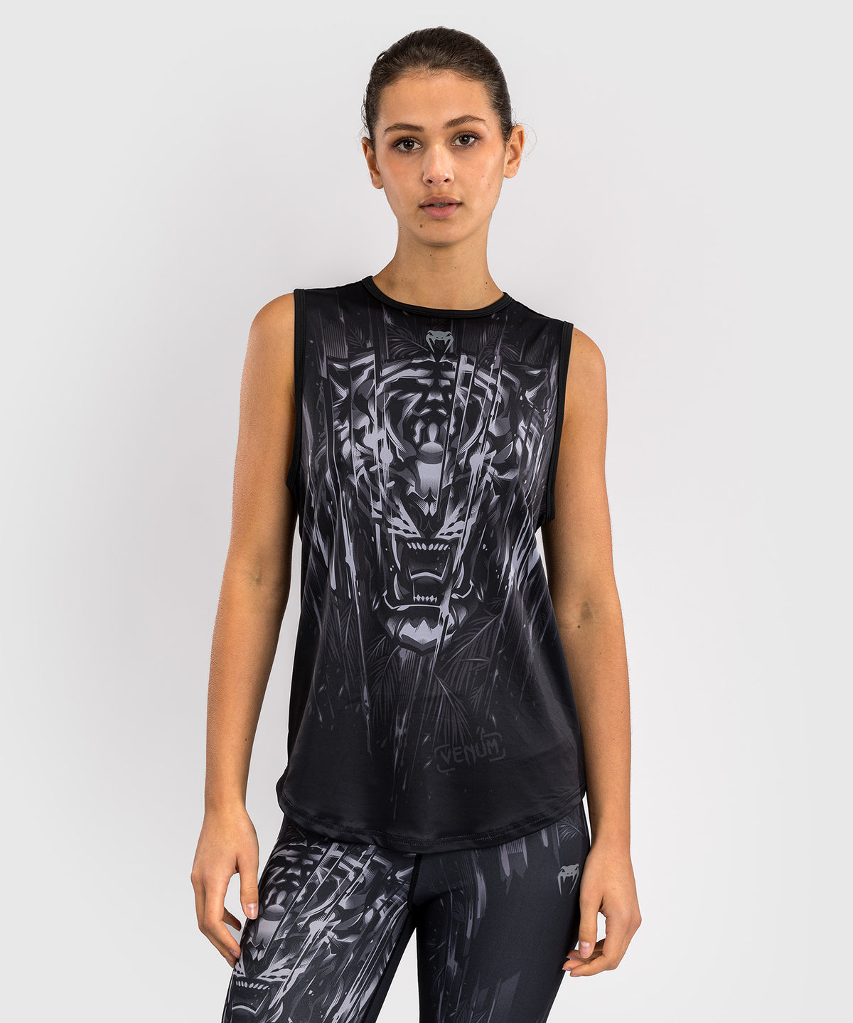 Venum Tiger Top sin Mangas para Mujer - Negro/Plata
