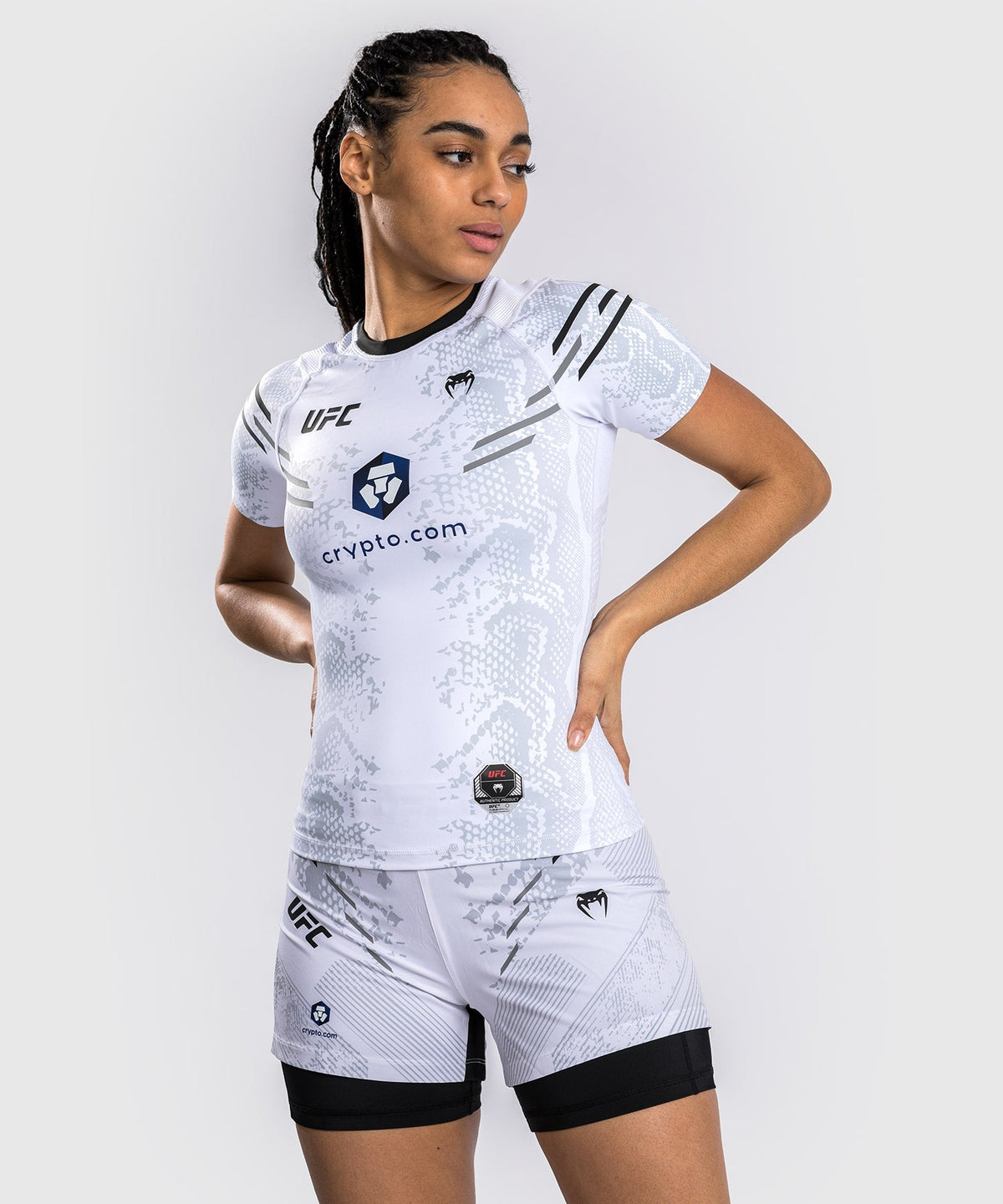 Kurzarm-Rashguard für Damen UFC Authentic Adrenaline Fight Night By Venum - Weiß