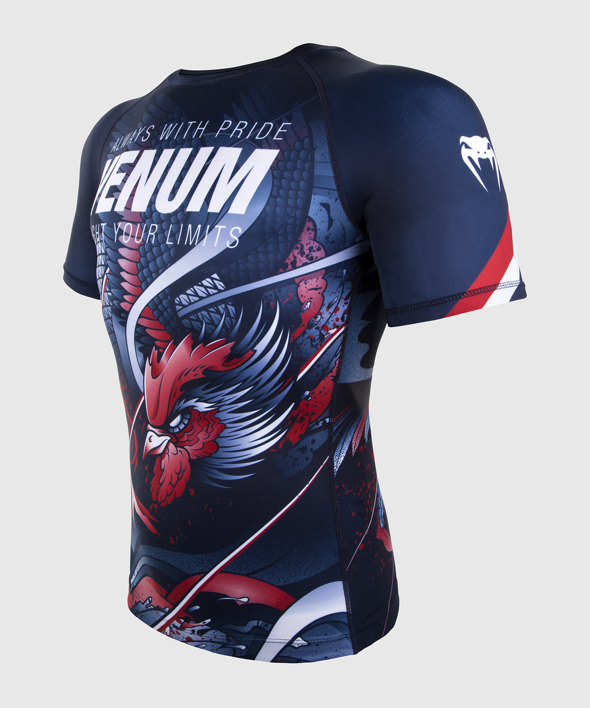 Rashguard Venum Rooster  - Mangas Cortas - Azul Marino/Naranja