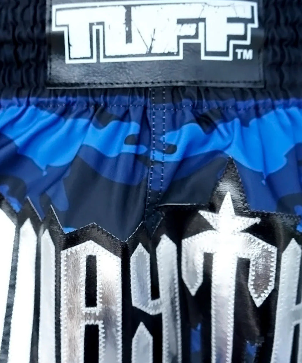 Tuff Blue Military Camouflage Pantalones de Muay Thai - Azul/Negro