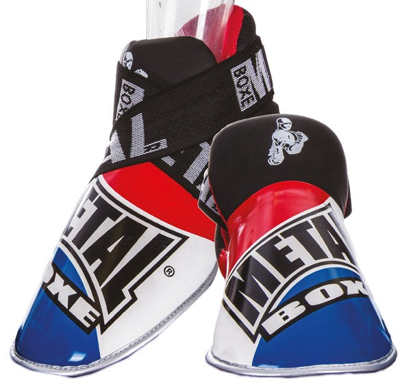 Metal Boxe Full Compétition Light Metal Shin Guards - Blue/White/Red