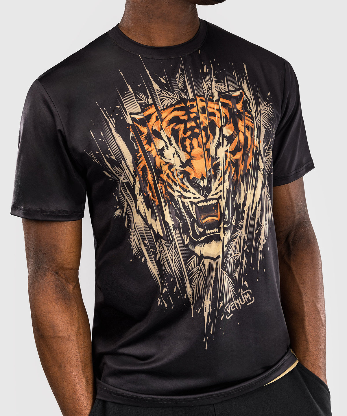 Venum Tiger Herren Dry Tech T-Shirt - Schwarz/Neon Orange