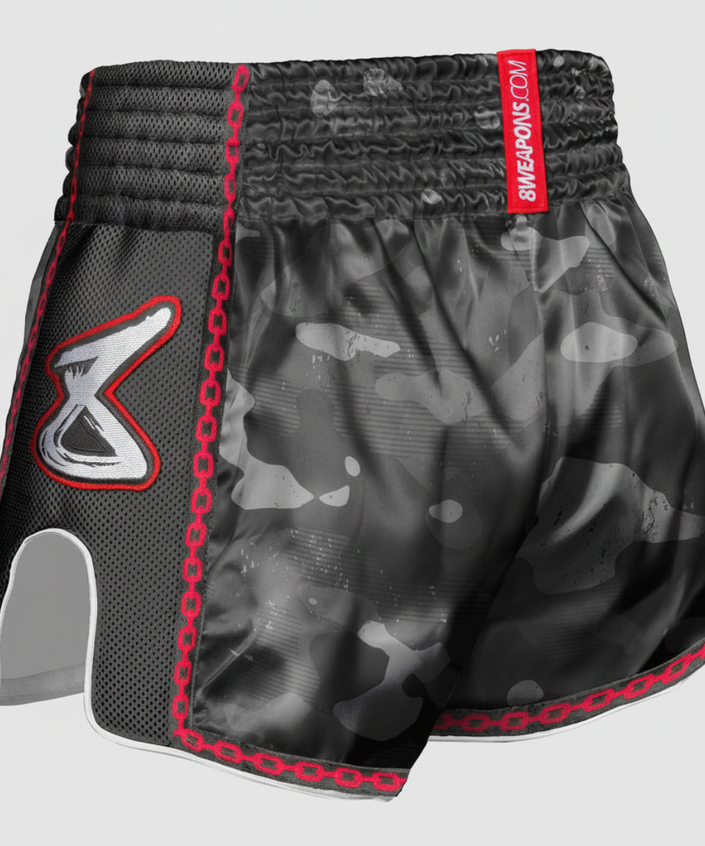 8 Weapons Camuflaje Urbano 2.0 Pantalones de Muay Thai - Negro/Rojo