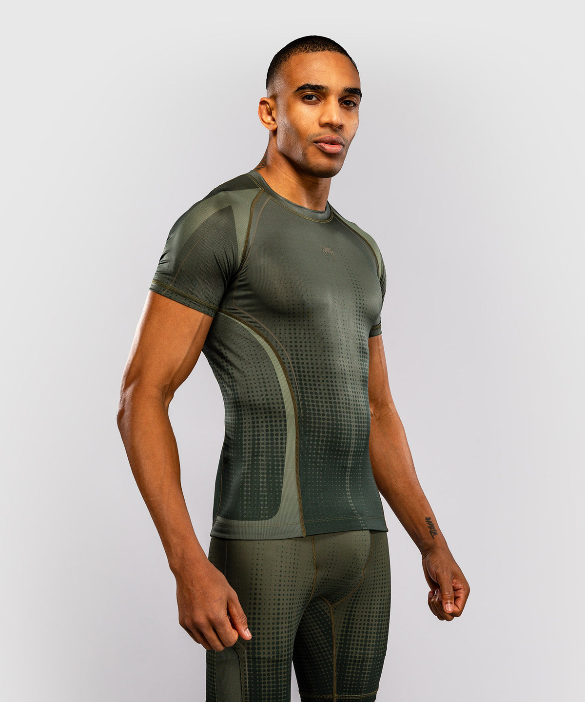 Venum Stealth Short Sleeve Rashguard - Khaki/Dark Green