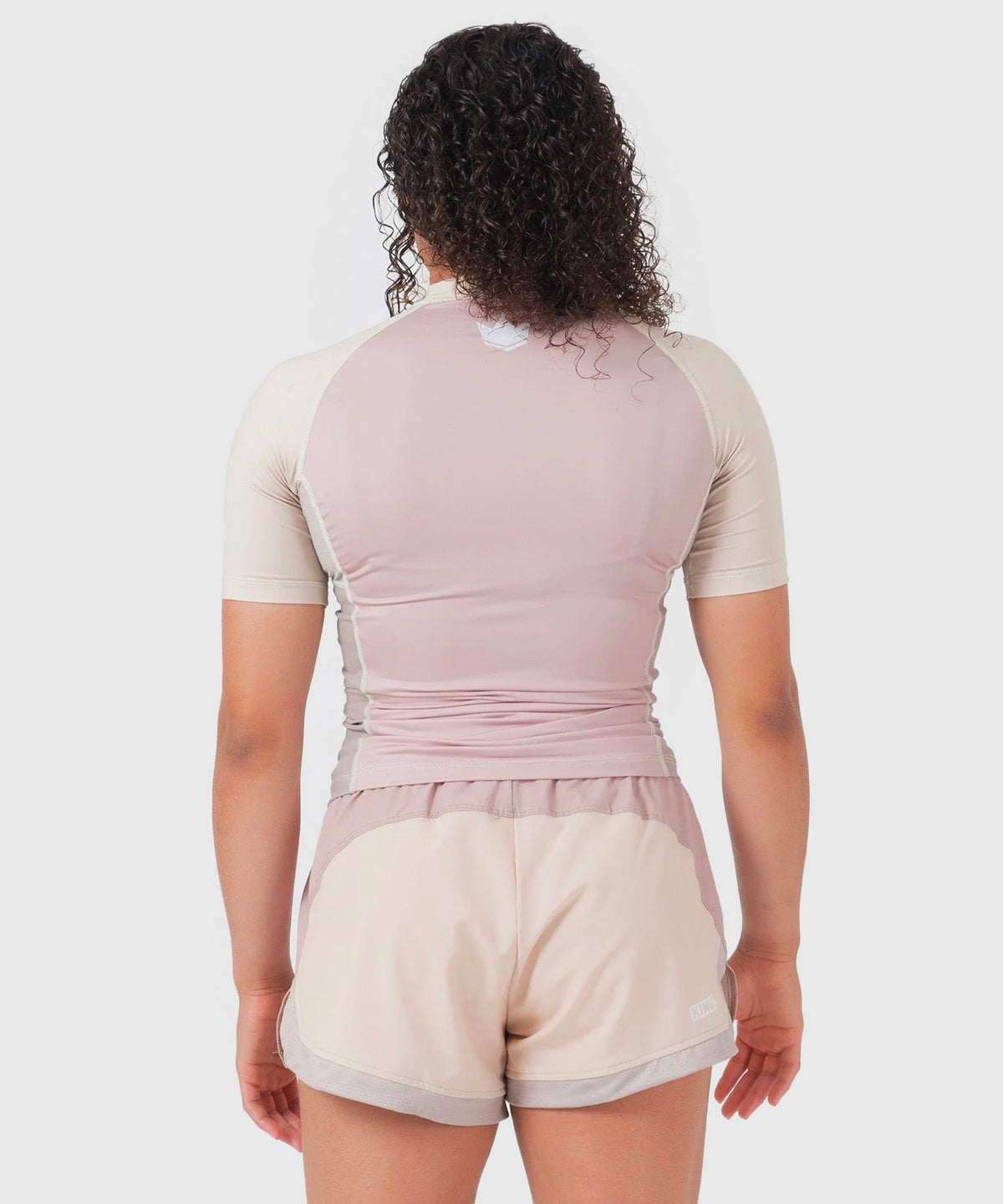 Kingz Terra Damen Kurzarm-Rashguard - Rosa/Beige