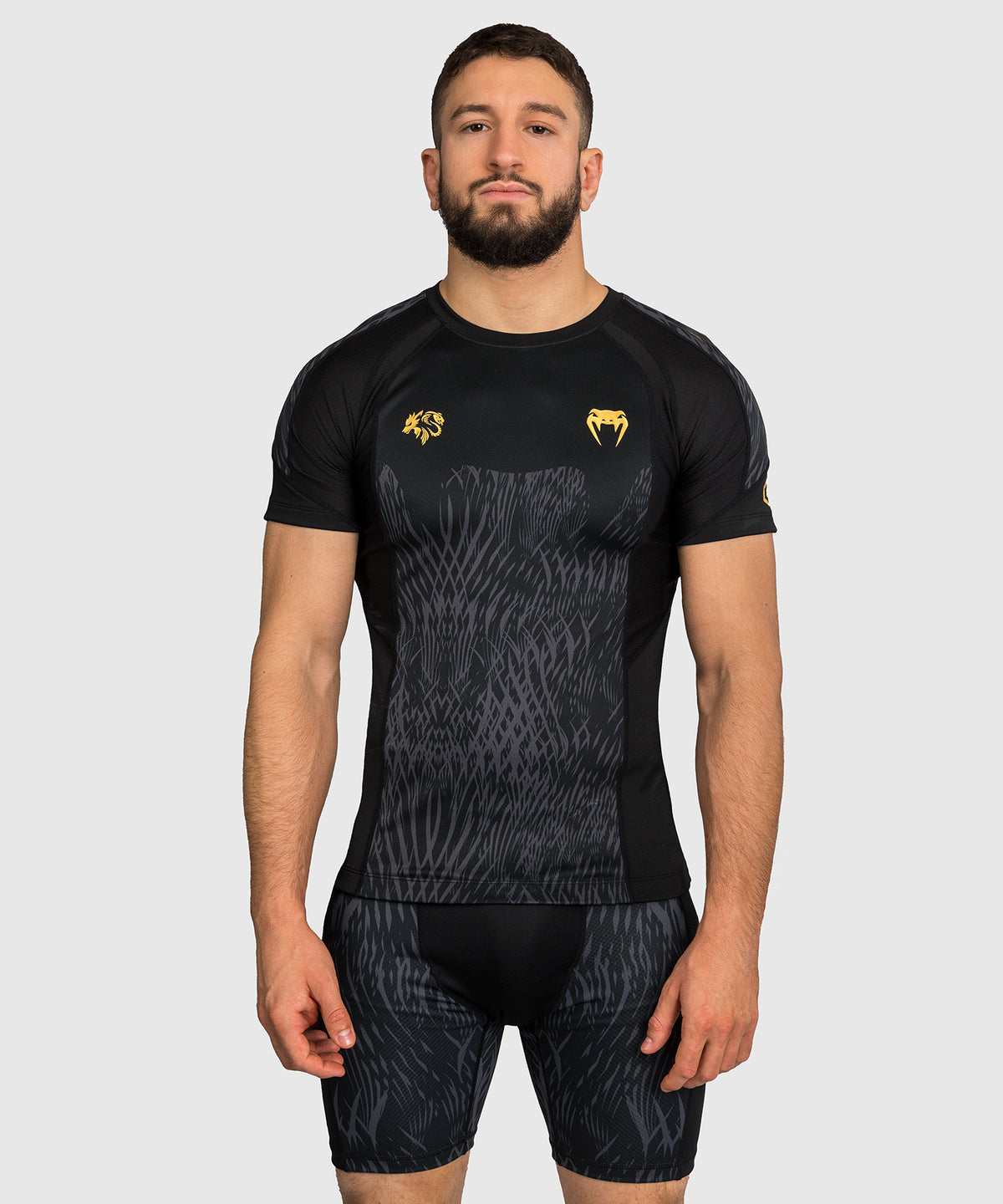 Venum x Chimaev Rashguard a Maniche Corte - Nero/Grigio