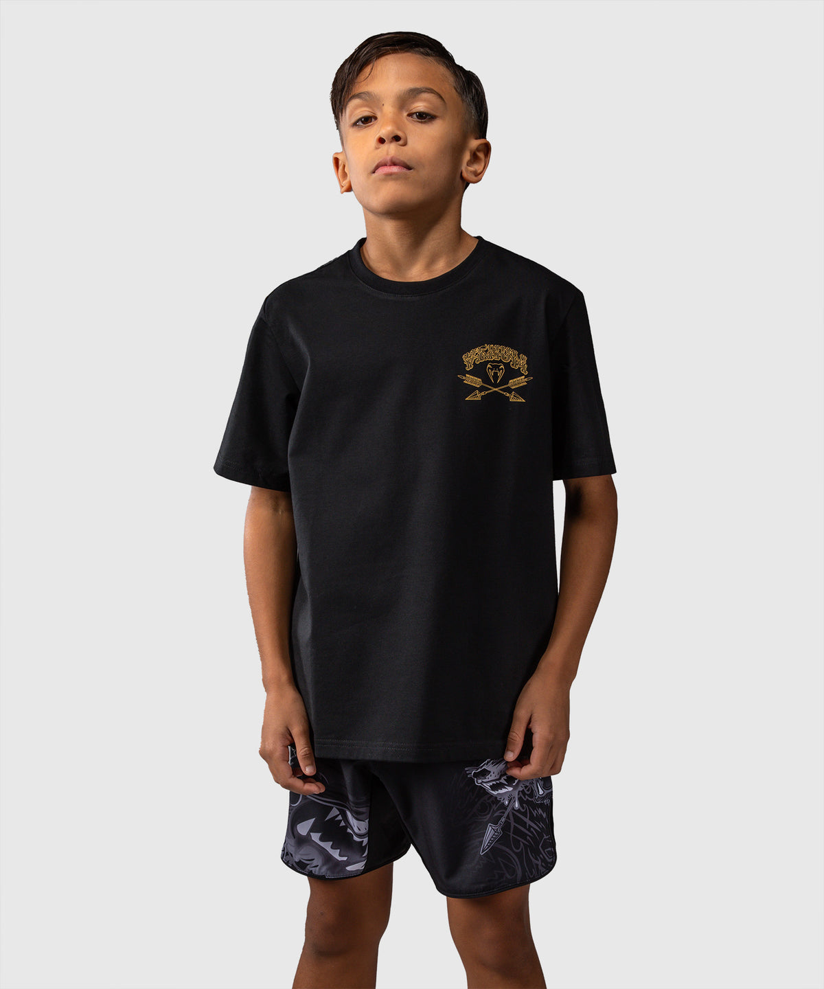 Venum Wolf Atak Kinder T-Shirt – Schwarz/Grau