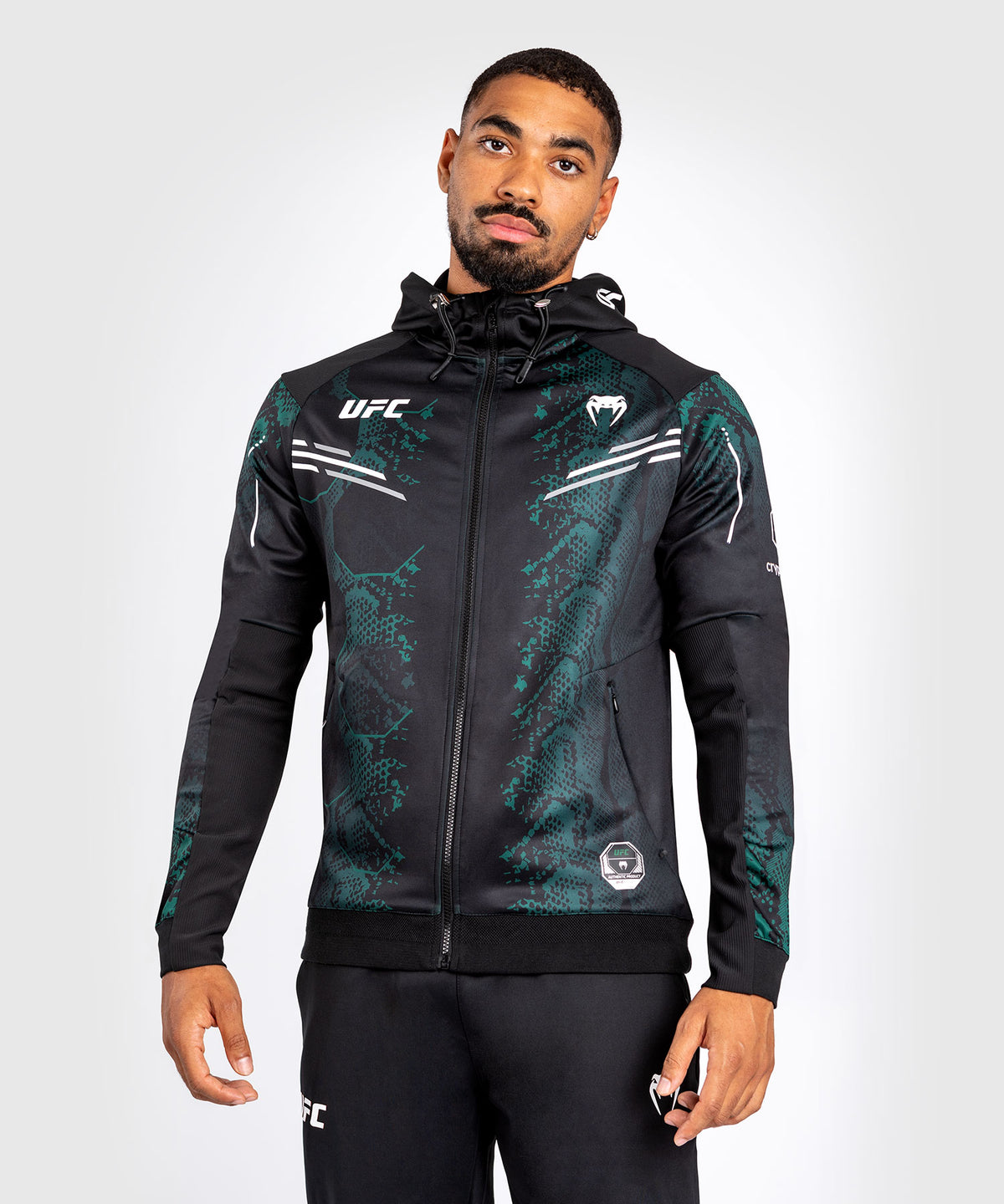 UFC Adrenaline by Venum Authentic Fight Night Felpa con cappuccio per Uomo - Emerald Edition - Verde/Nero 