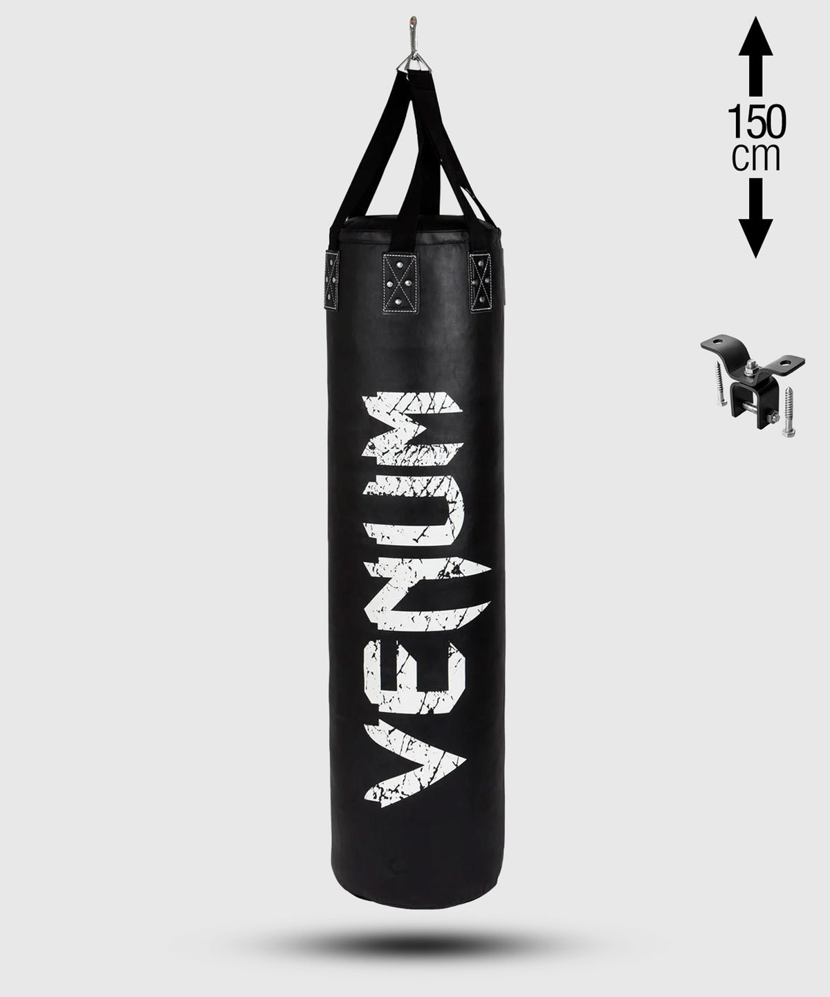 Sac de Frappe Venum Challenger + Crochet de Plafond - Noir/Blanc - Rempli - 150cm