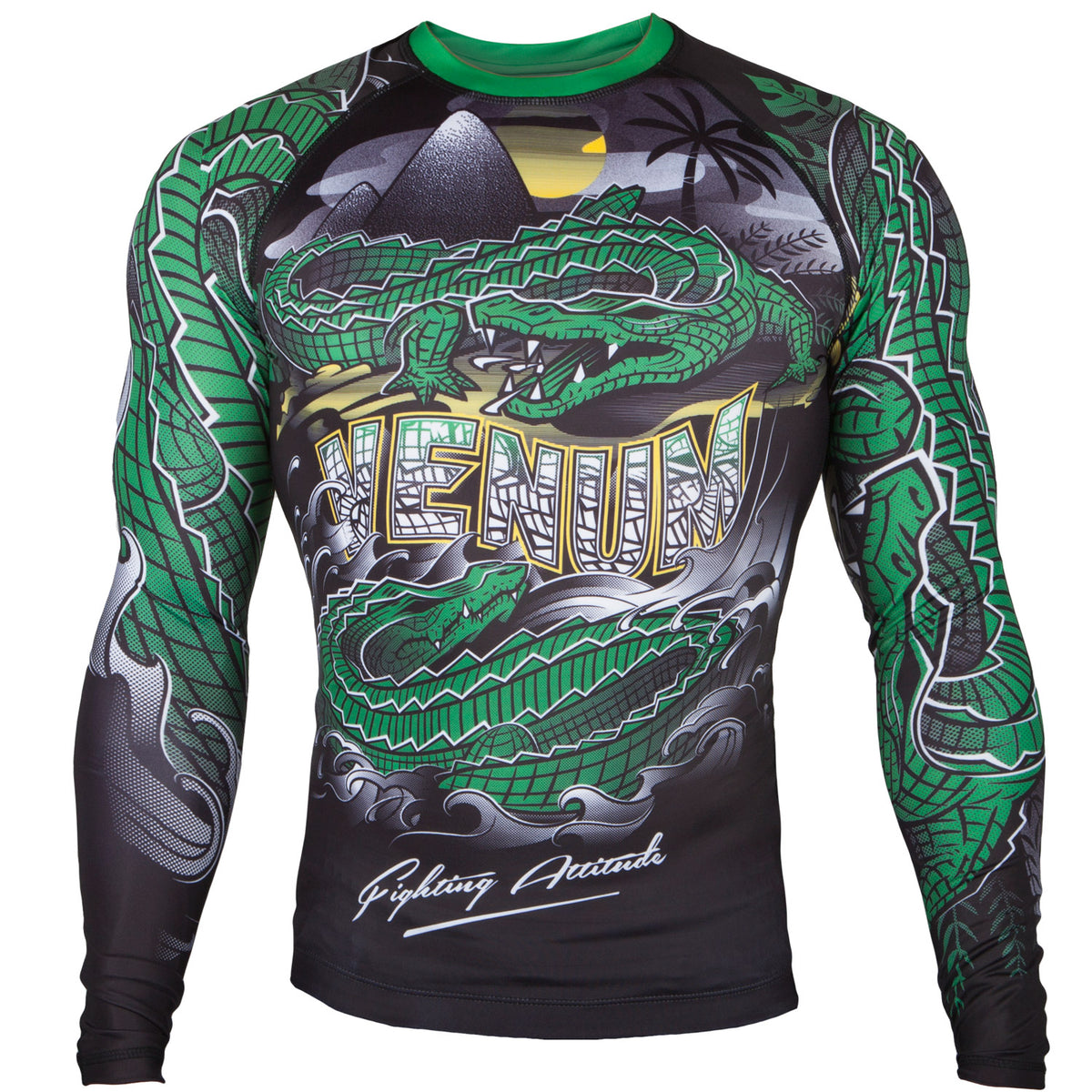 Rashguard Venum Crocodile - Negro/Verde - Mangas Largas