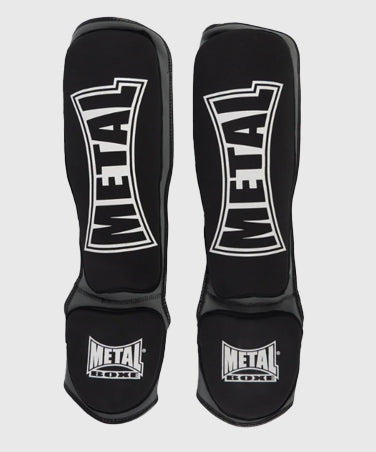 Protège-Tibias Et Pieds Metal Boxe Neoprene - Noir