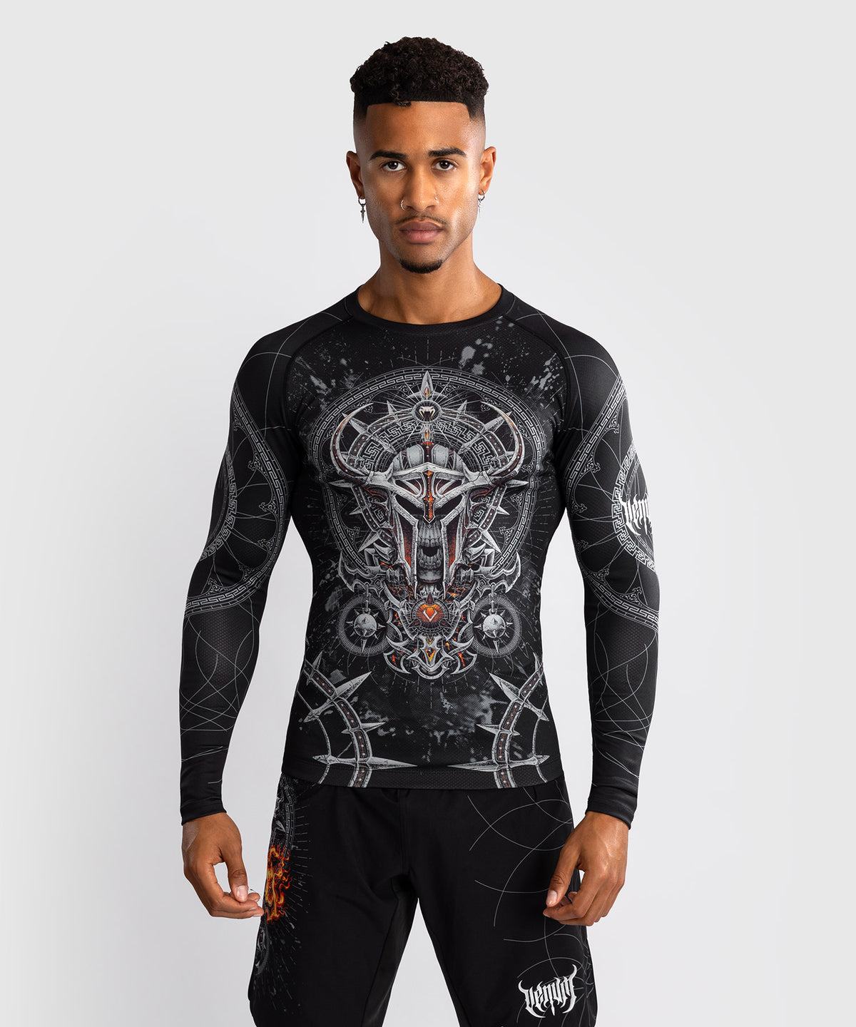 Rashguard à Manches Longues pour Hommes Venum Gladiator 5.0 - Noir/Argent