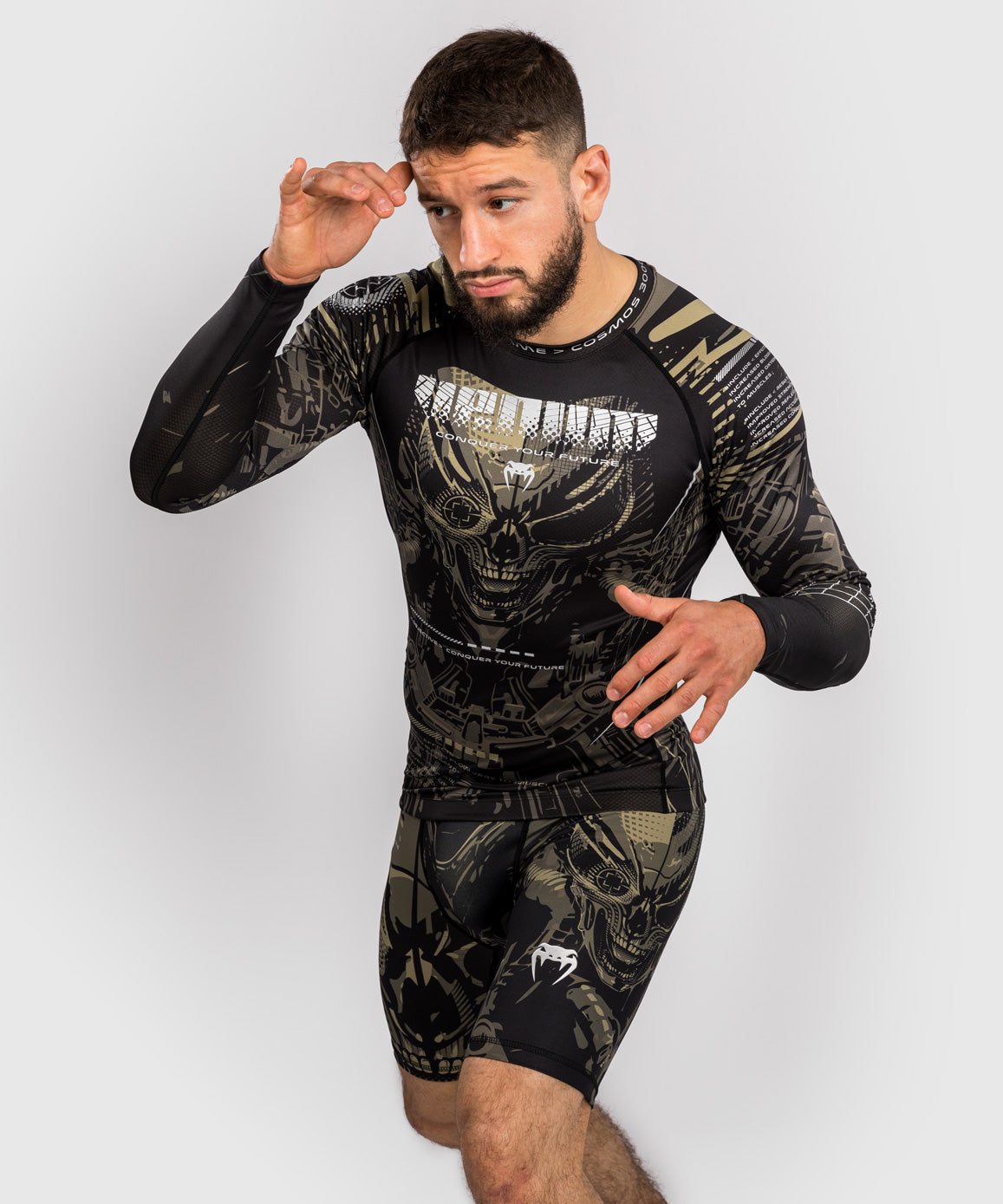 Venum Invader Camiseta de Manga Larga Rashguard - Negro/Sand
