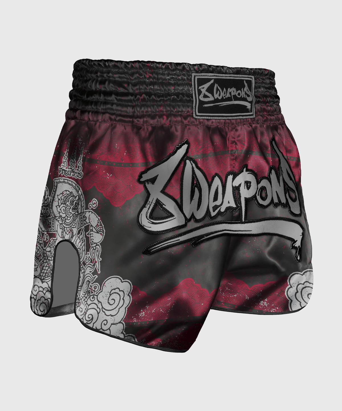 8 Weapons Hanuman Pantalones de Muay Thai - Negro/Rojo