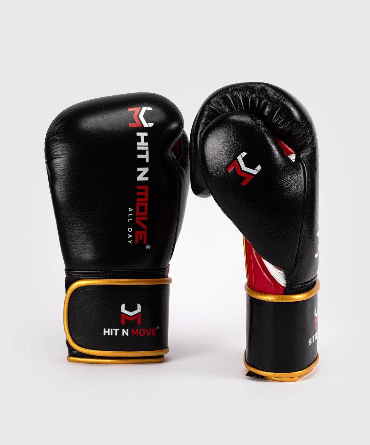 Gants de Boxe Hit N Move All Day® Pro Grip Plus - Noir/Rouge/Or