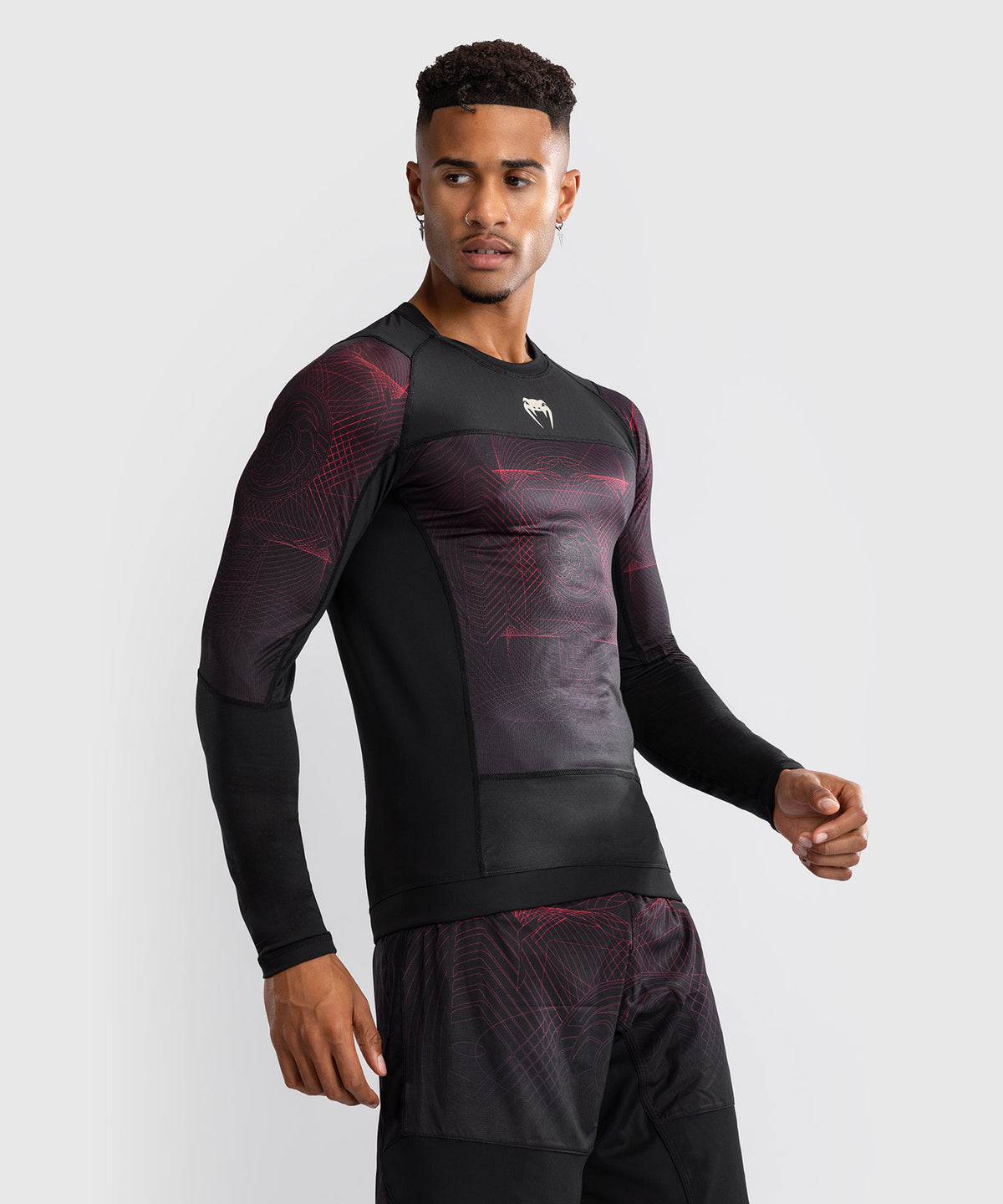 Venum G-Fit Air Herren Langarm Rashguard - Tiefschwarz/Feuerrot