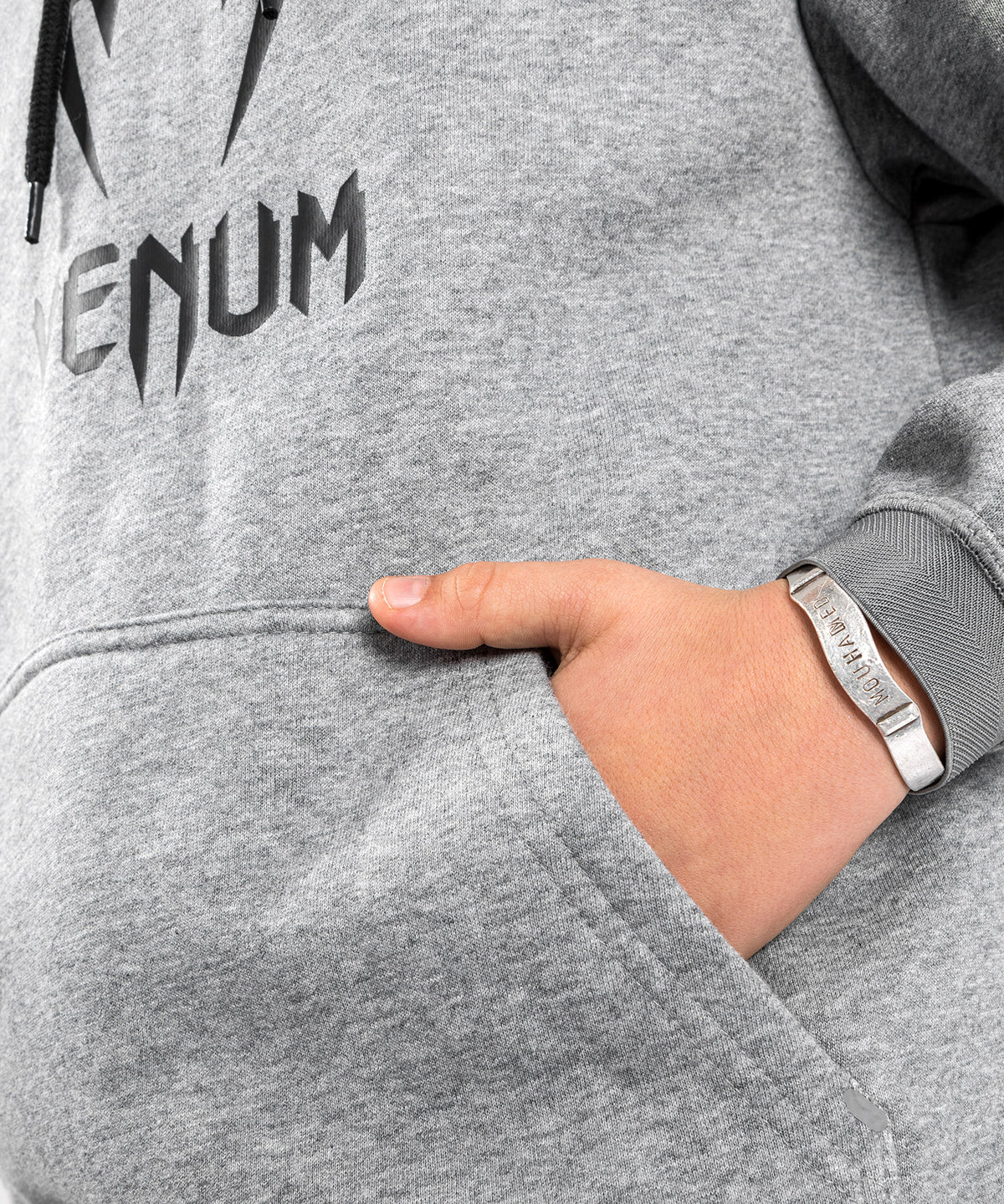 Felpa con cappuccio Venum Classic Logo - Per bambini - Grigio Mélange Chiaro