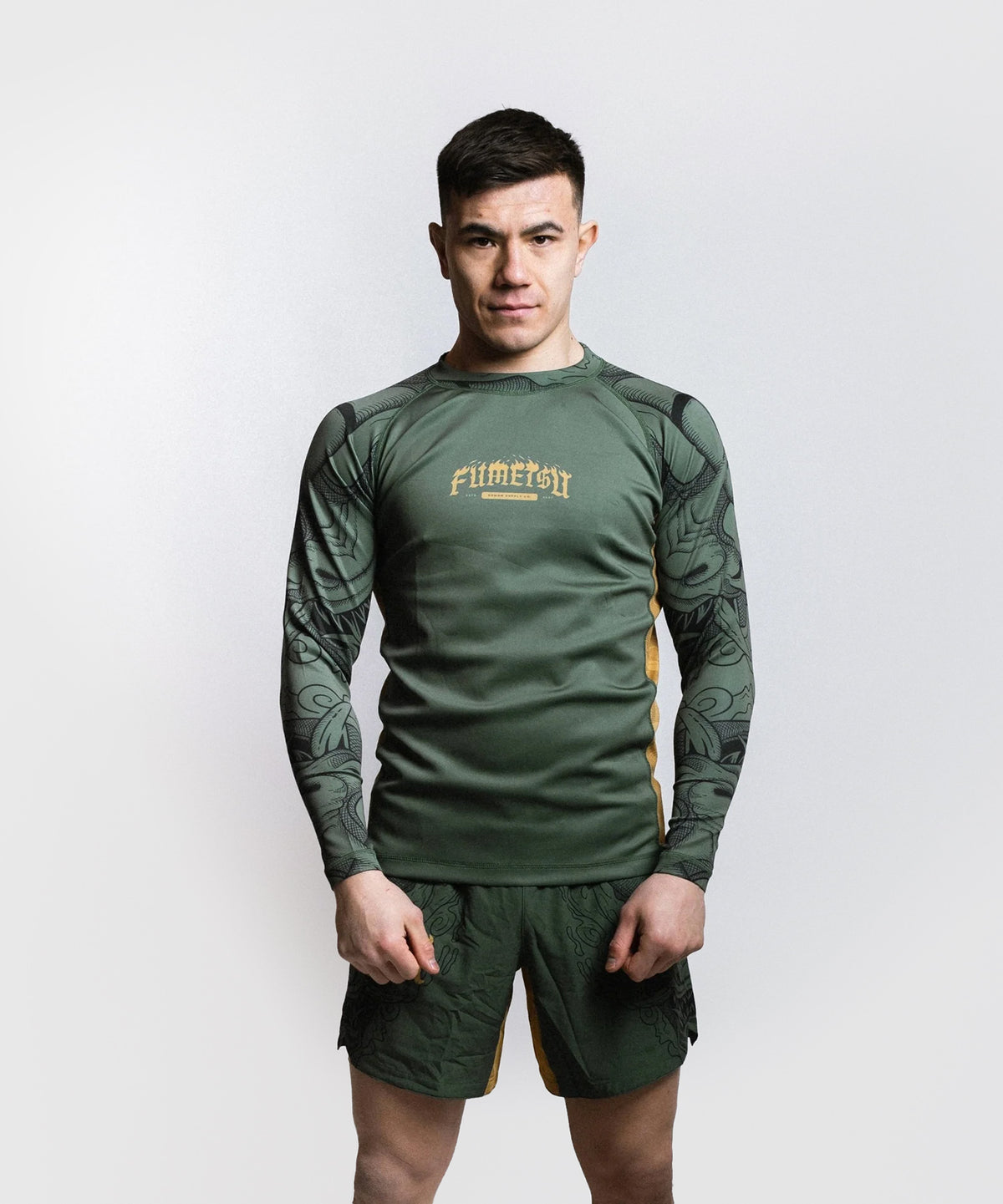 Fumetsu Oni Long Sleeve Rashguard - Khaki/Gold/Black
