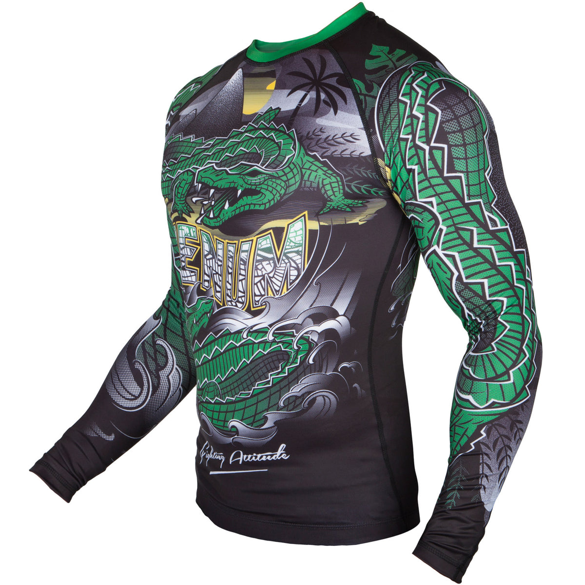 Rashguard Venum Crocodile - Negro/Verde - Mangas Largas