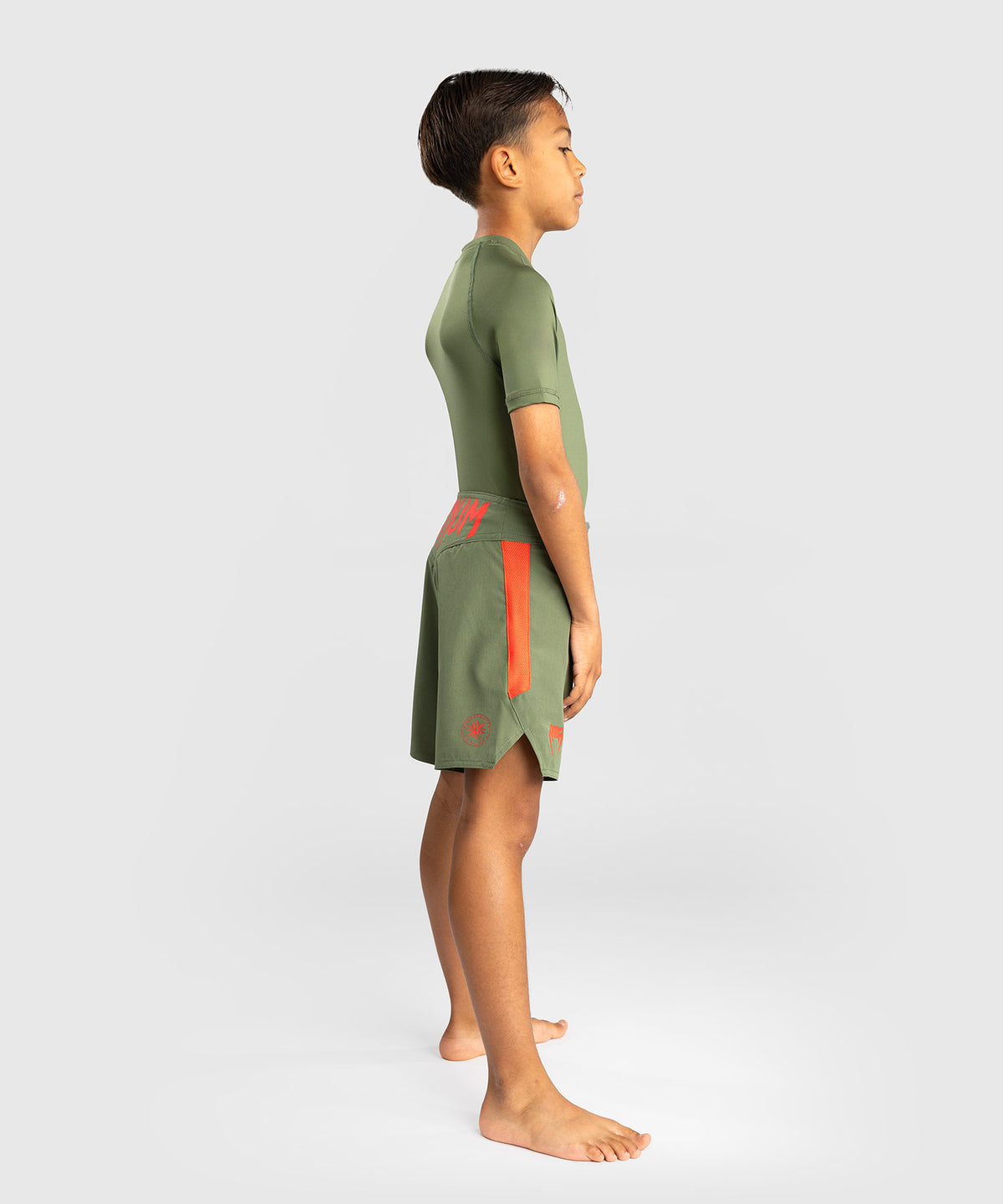Short de Combat pour Enfants Venum Light - Vert militaire/Orange