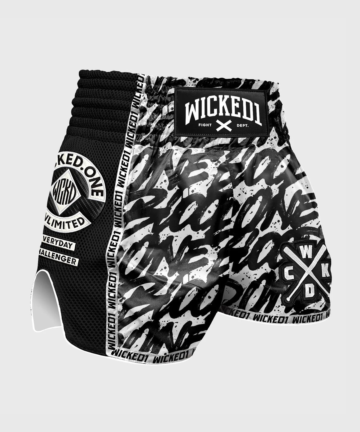 Short De Muay Thai Wicked One Blood - Noir/Blanc