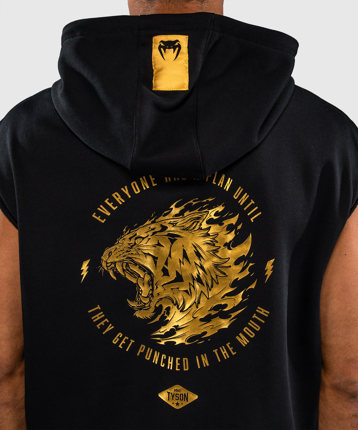 Venum x Mike Tyson Tiger Ärmelloser Kapuzenpullover - Schwarz/Gold