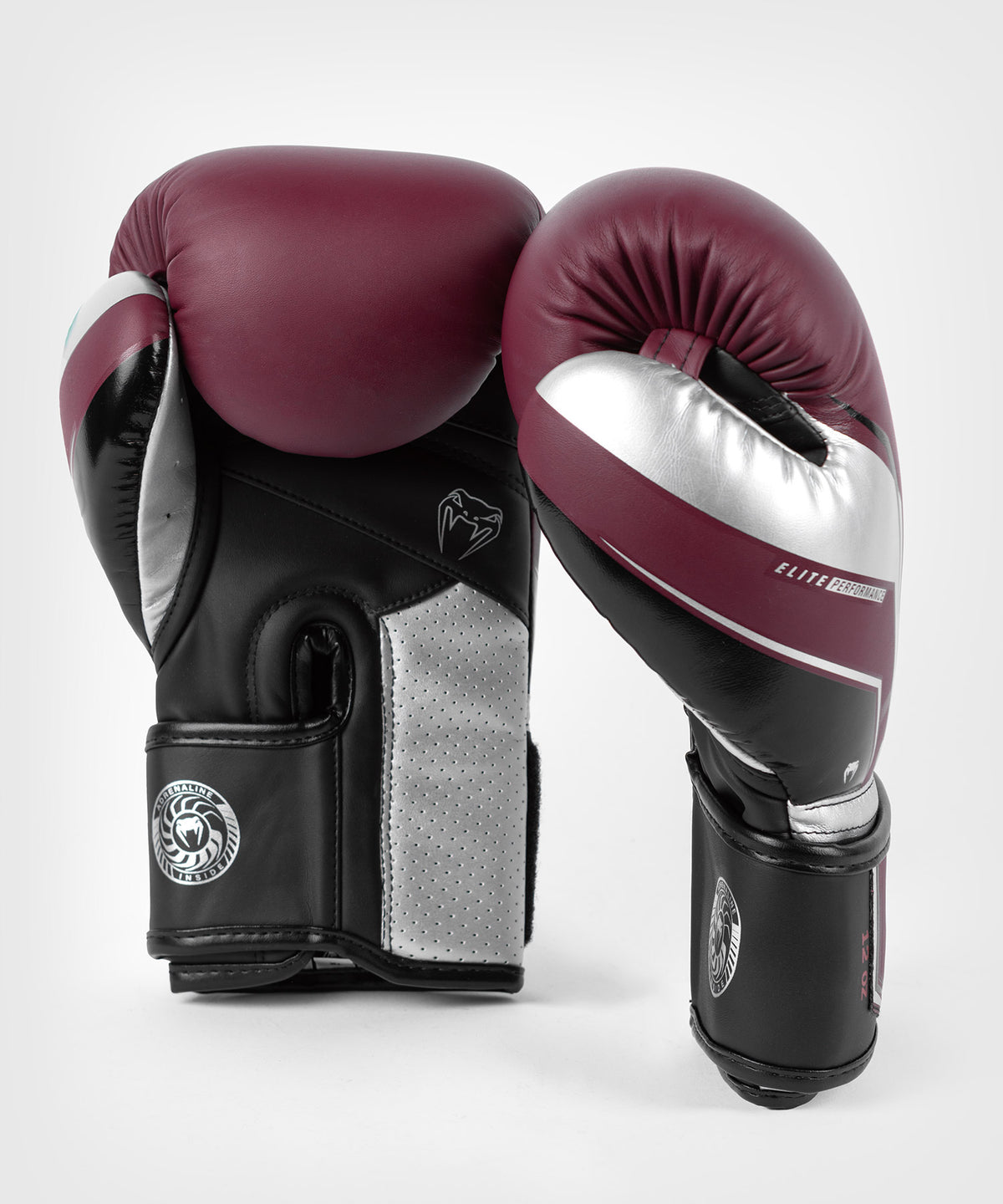 Venum Elite Evo Boxing Gloves - Burgundy/Silver